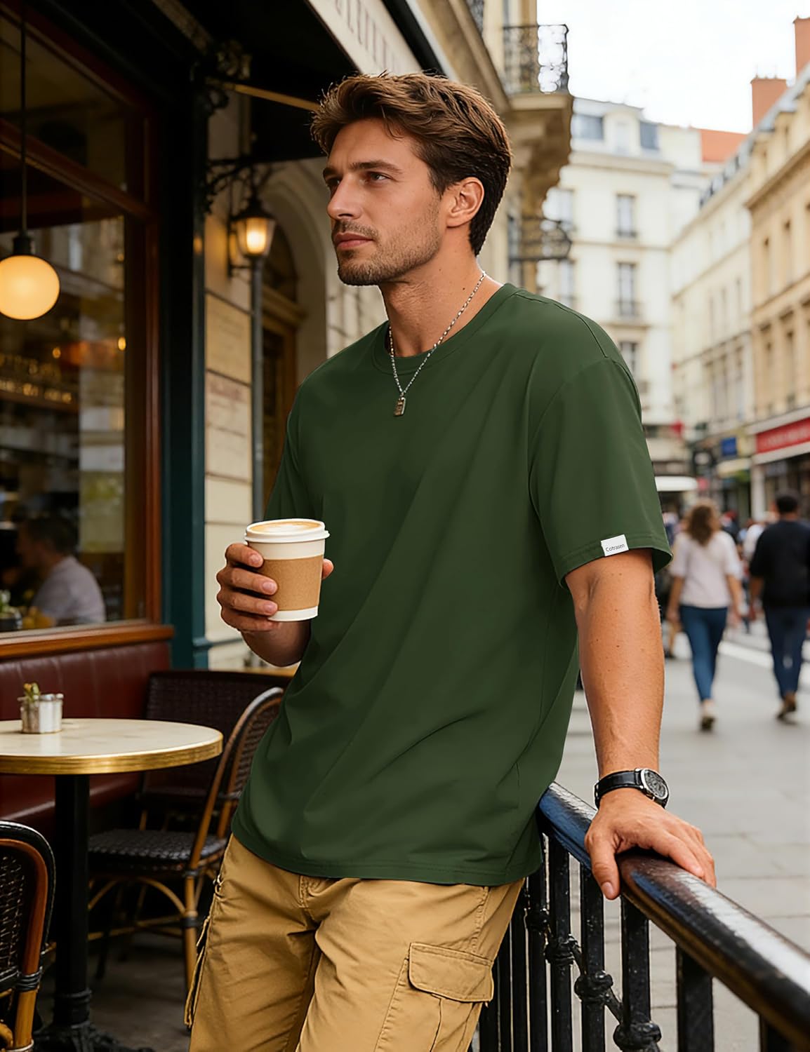 Cotrasen Mens T-Shirts Short Sleeve Cotton Soft Lightweight UPF 50+ Moisture Wicking Cooling Casual Loose Tee Shirts - Image 7