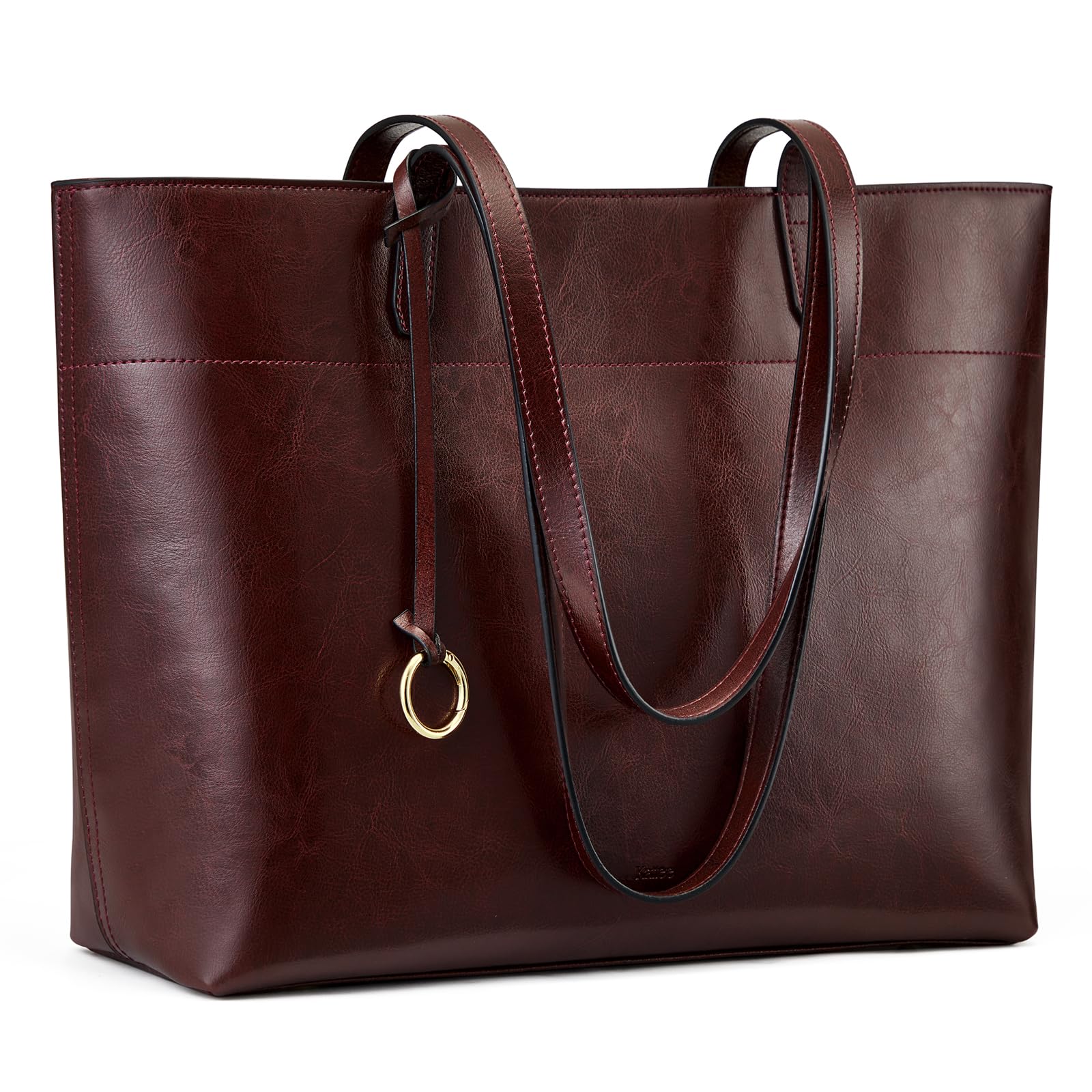 Kattee Bolso de mano vintage de piel auténtica para mujer, grande, con compartimento con cremallera, bolsos de viaje
