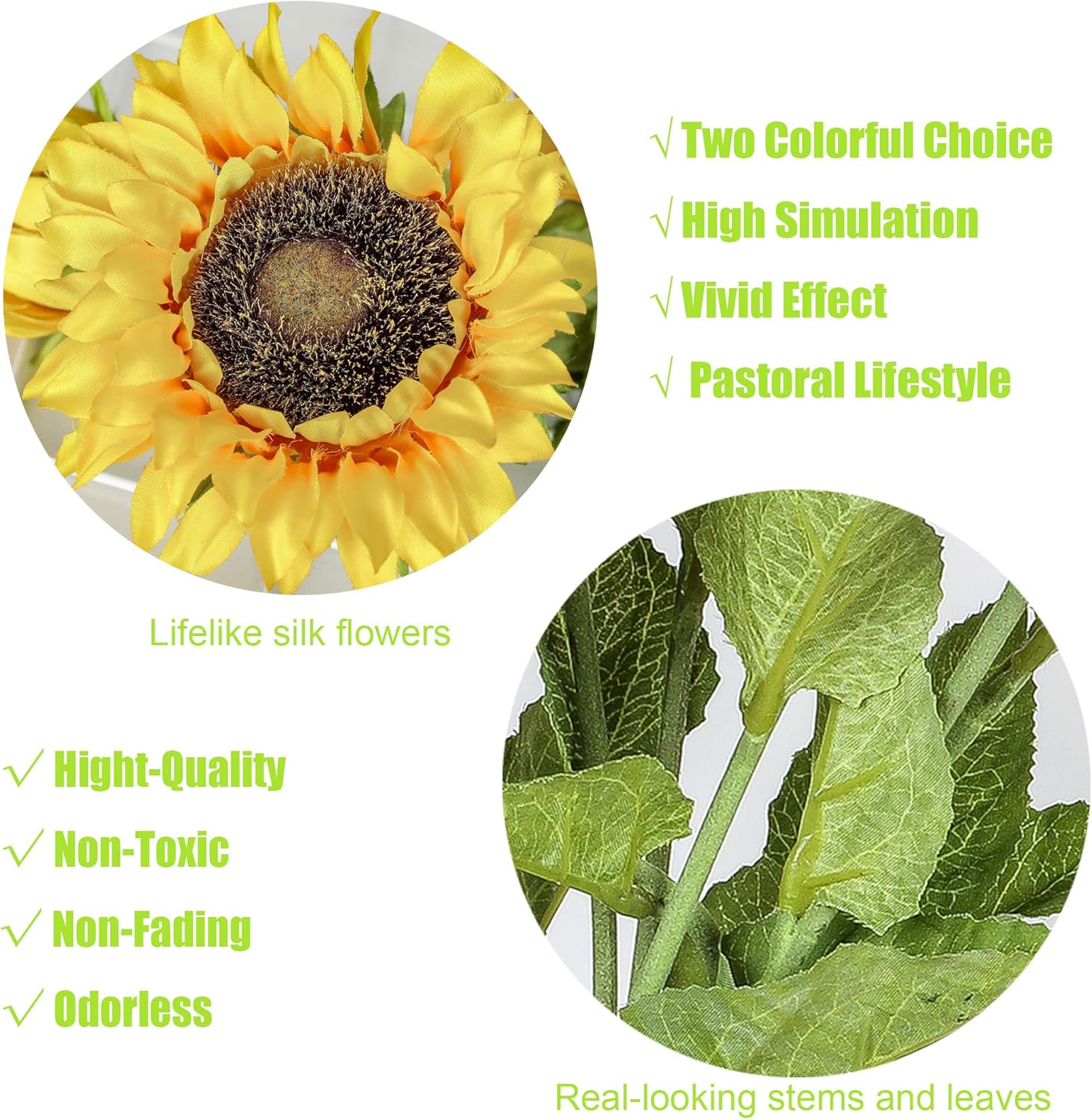 Artificial Sunflowers 6pcs 29'' Long Stem Branch with 3pcs Artificial Flowers for Wedding Bridal Bouquet Home Decoration Housewarming Gift Centerpieces Baby Shower Reception(Yellow)