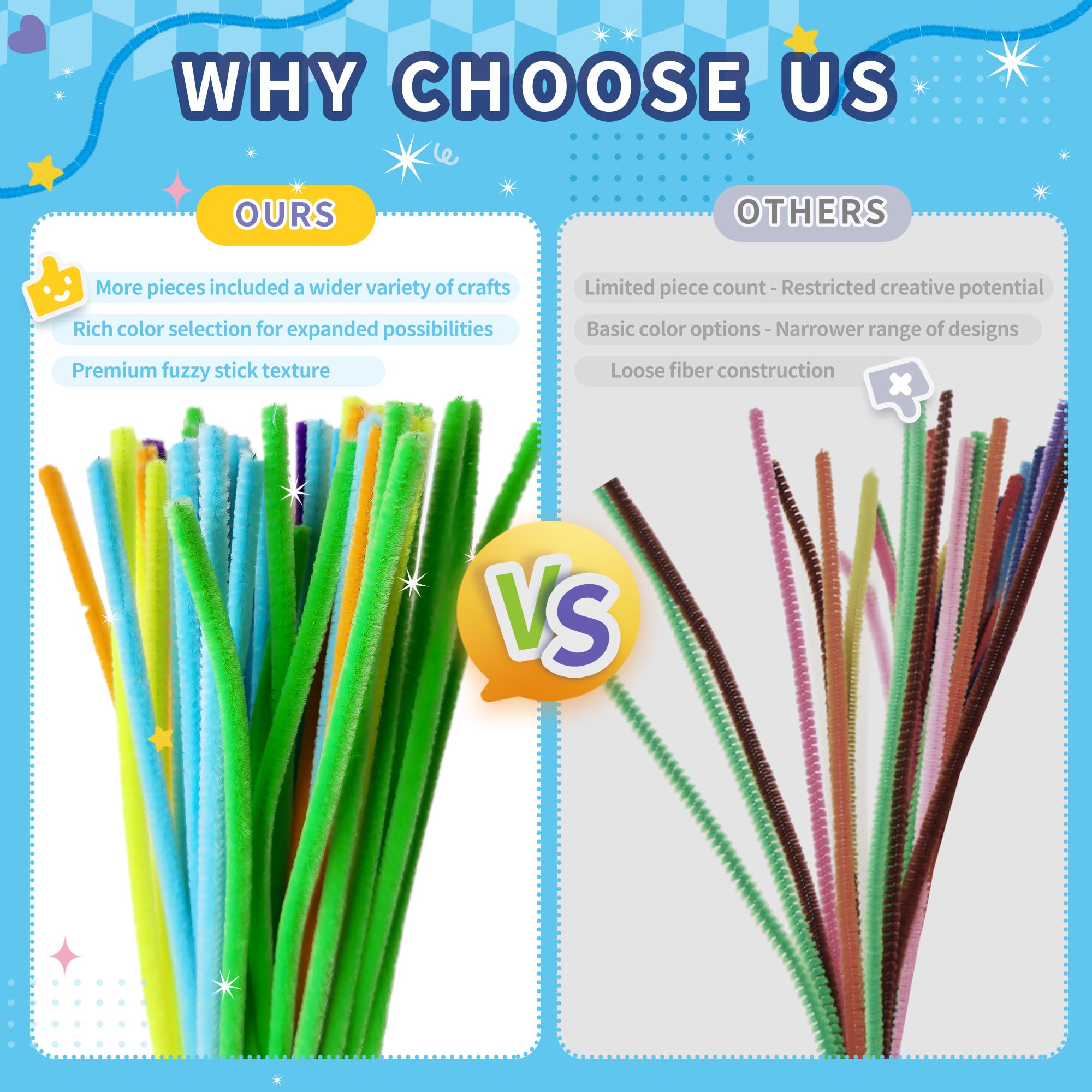 Lot de 1200 cure-pipes en chenille pour travaux manuels, 24 couleurs assorties, fournitures artistiques pour enfants, projets de salle de classe et décorations