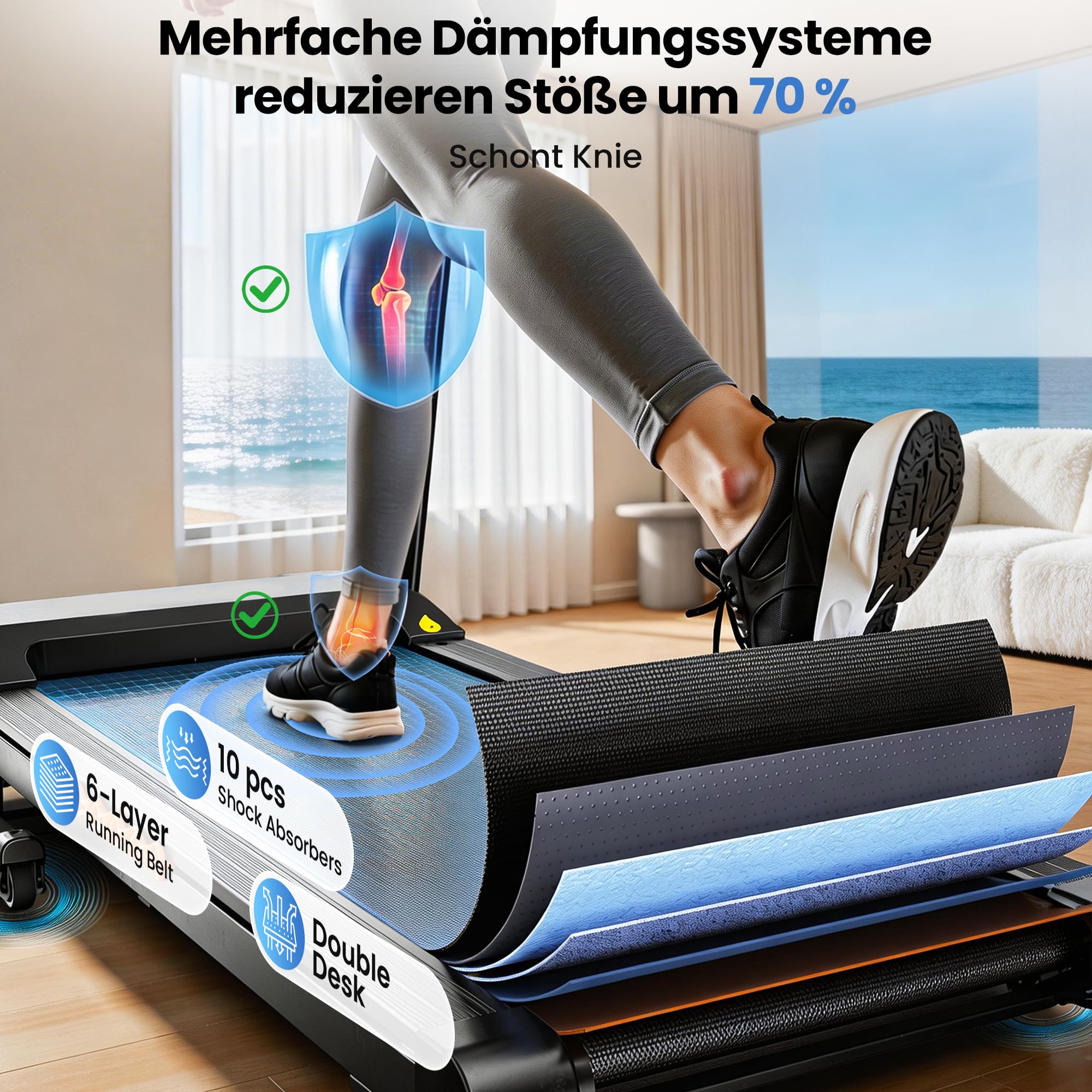 Laufband Klappbar mit 15% Auto-Steigung für intensives Workout