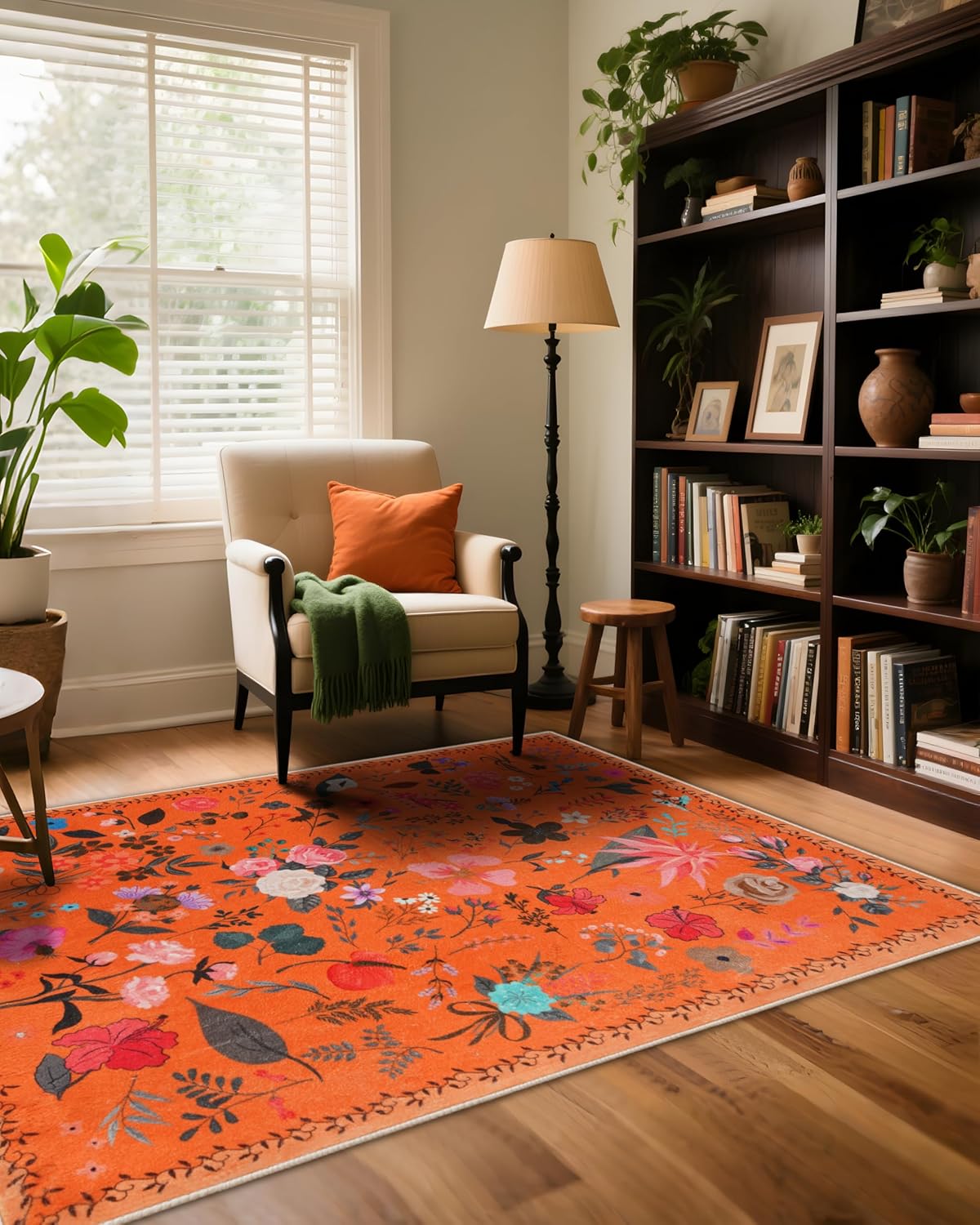 Boho 4x6 washable area rug with non-slip backing