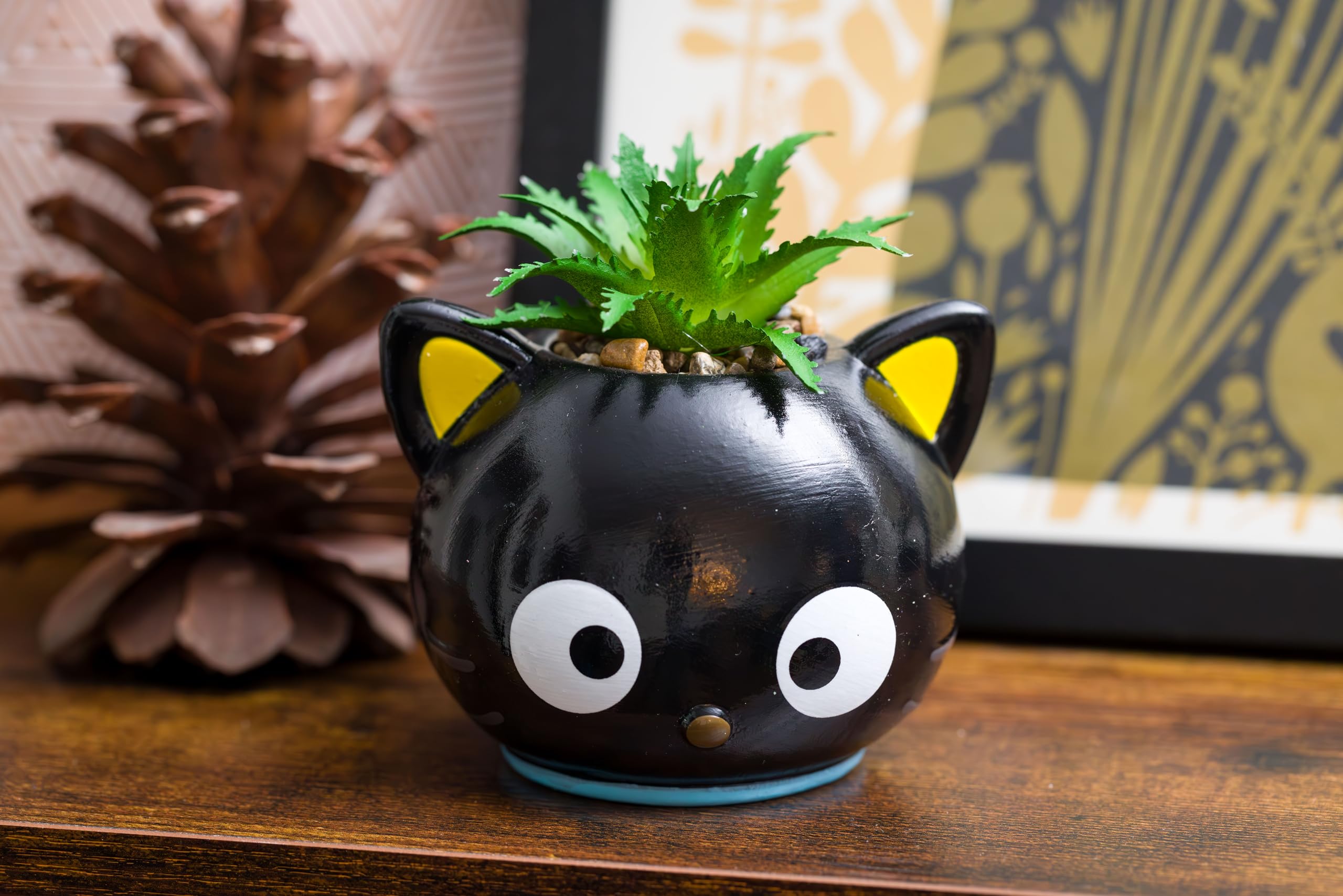 vintage pot ❀ しろネコちゃんのいる グリーン ポット Jurgen Scholz