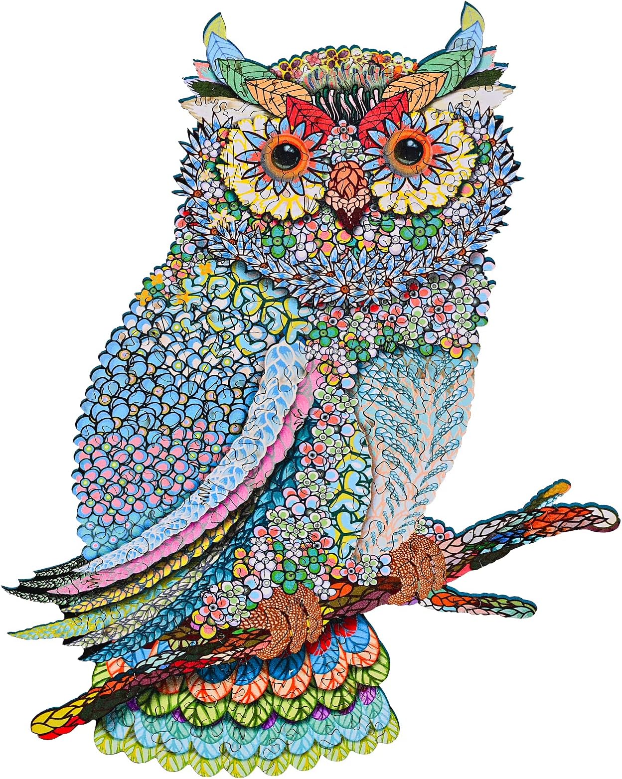 GOLDGE Wooden Unique Puzzles, 132 PCS A4 Wooden Puzzle Jigsaw Owl Colorful 3D Puzzle Animal Shape Jigsaw for Adults and Kids Family Game Decoration Collection