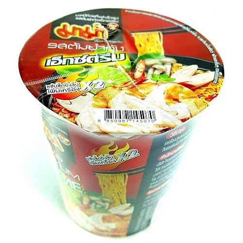 Miniatura 3 de Paquete de 3 tazas de fideos instantáneos tailandeses con sabor extremo de camarones TomYum de cocción rápida
