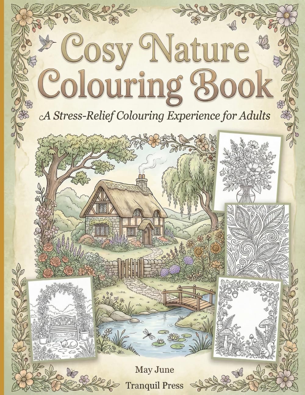Cosy Nature Colouring Book: A Stress-Relief Colouring Experience for Adults with 60 Calming Woodland & Nature Designs