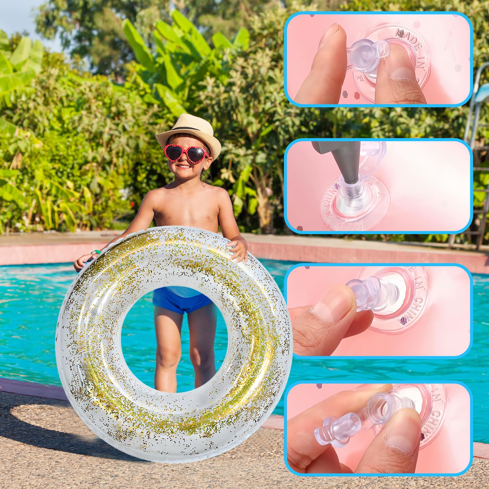 Bouée Piscine Paillettes Gonflable 70/90 Cm – Anneau Natation Enfant & Adulte, Été Plage & Piscine Fun