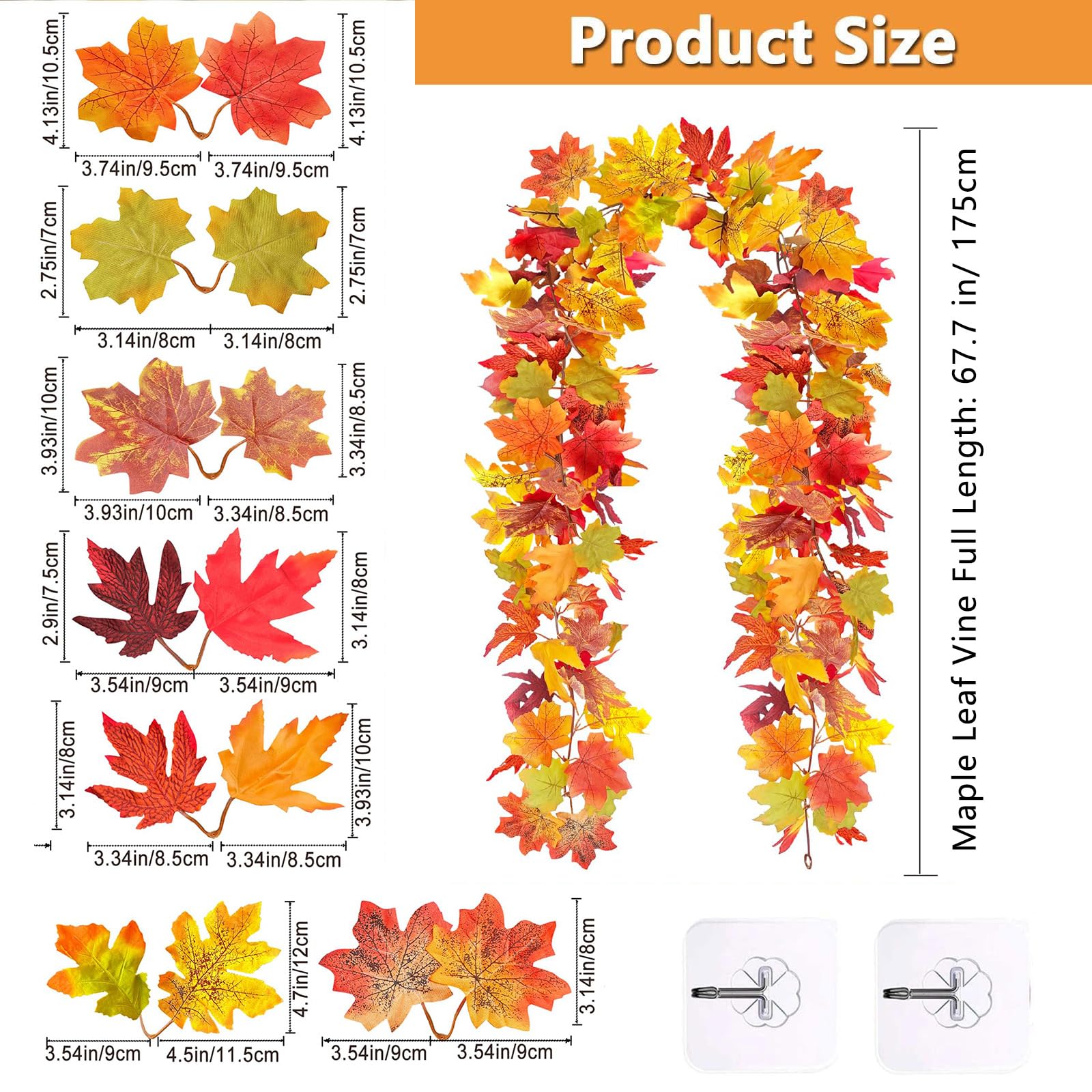 Guirlandes Artificielles De Feuilles D'érable 175cm Artificielle