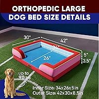 Vista 373 de Comfort Expression - Cama ortopédica para perros extragrandes, 53 x 42 pulgadas, cama impermeable y de apoyo de espuma con cojines removibles