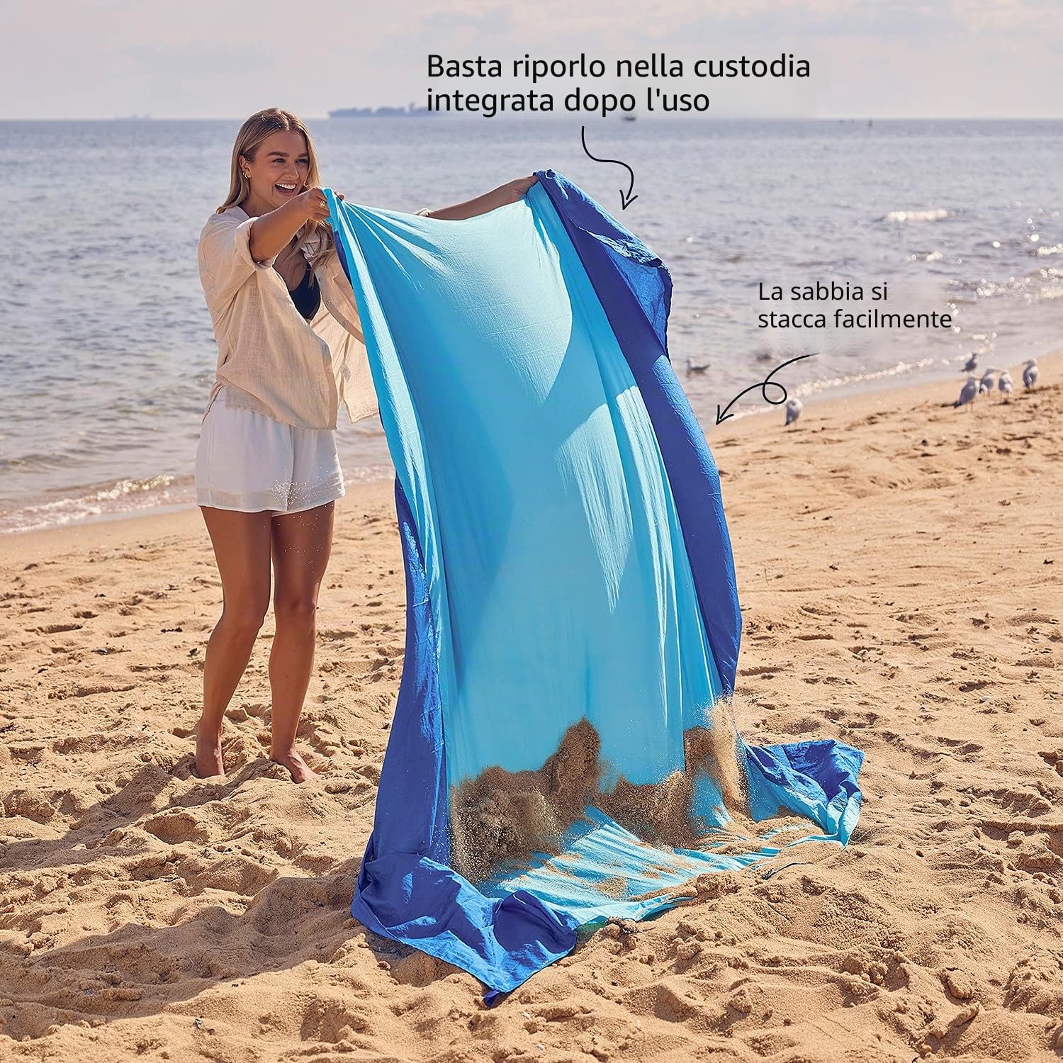 Wekapo Coperta da spiaggia senza sabbia, extra large oversize 25,4 x 2,4 cm, per 7 adulti, tappetino da spiaggia grande e compatto, tappetino a prova di sabbia, ad asciugatura rapida, leggero e