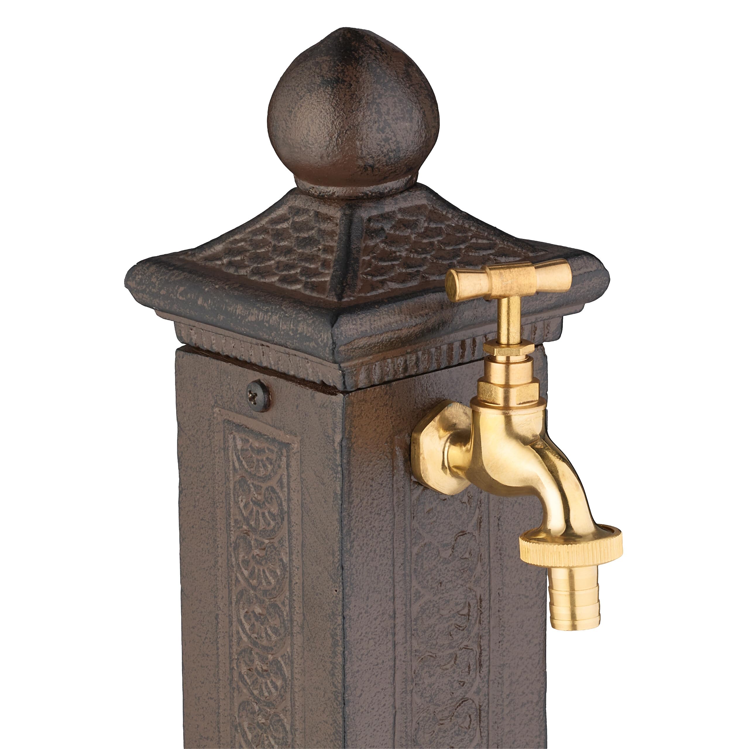 Relaxdays Fontaine extérieure pour Le Jardin ou la terrasse, Robinet, Design Antique, HLP 47 x 14 x 18,5 cm, Marron
