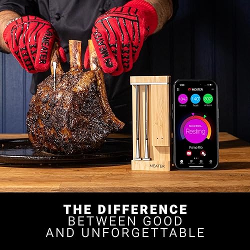 Miniatura 8 de MEATER Pro Duo Termómetro inalámbrico inteligente para carne, alta resistencia al calor de 1000 F, largo alcance, sondas duales, seis sensores,