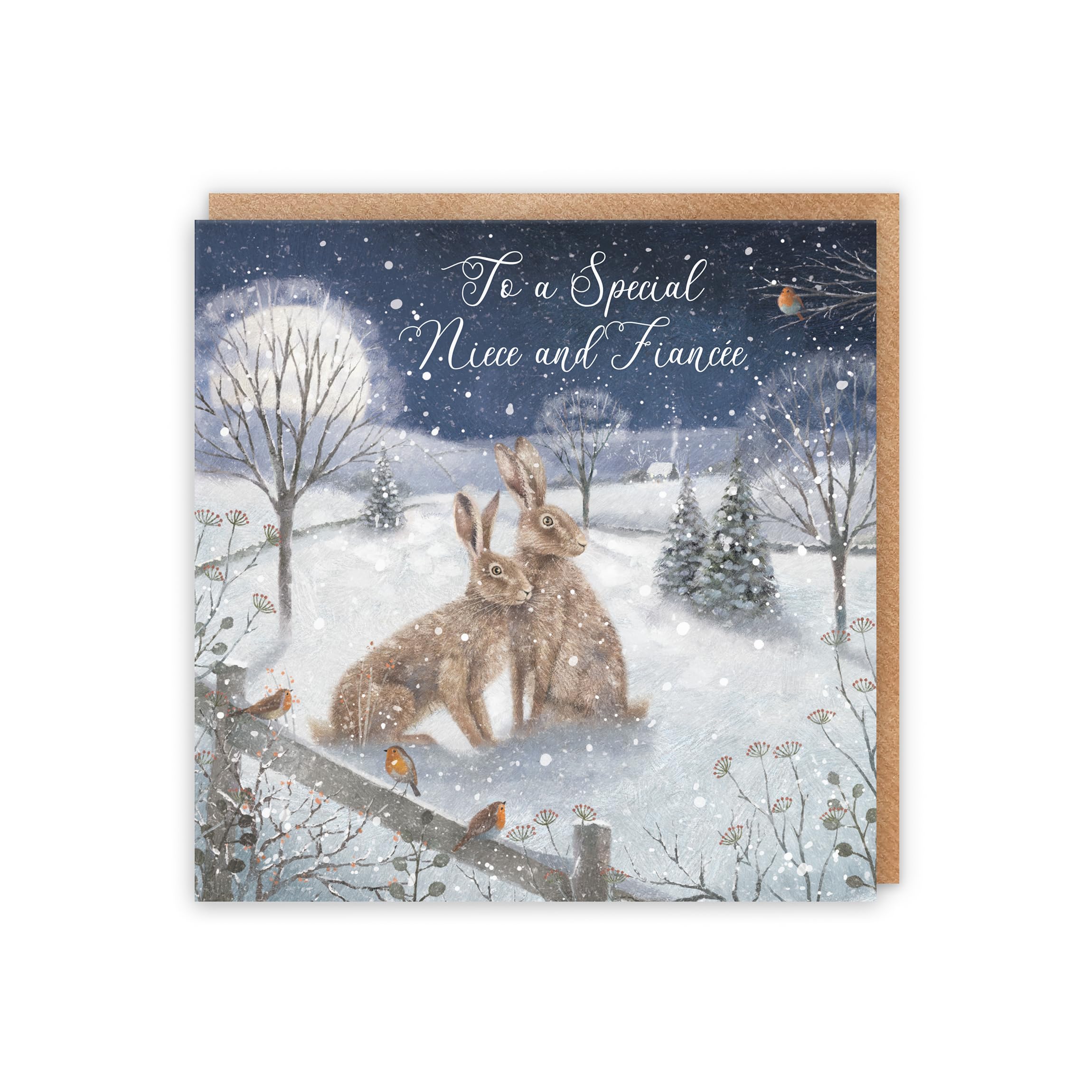 Hunts England, Niece And Fiancée Christmas Card, 'Snowy Hares', To A Special Niece & Fiancée, Milo's Gallery Collection - Image 3