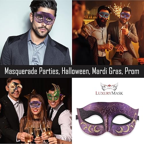 Miniatura 5 de Máscara de mascarada para hombre, máscara de aspecto antiguo para Halloween, fiesta veneciana, fiesta de máscaras y baile de máscaras