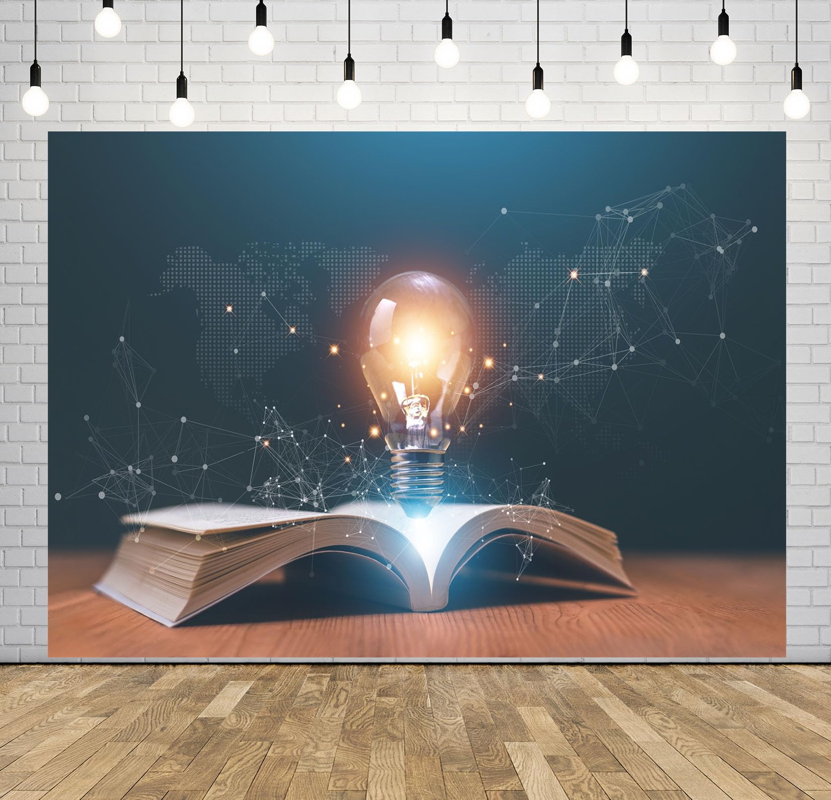 10x8FT Libro Aperto Lampadina Luminosa Sfondo Fotografico