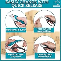 Vista 5 de Box Cutter Retractable Utility Knife - Heavy Duty Box Cutter Knife Cardboard Cutter - Box Opener Razor Blades Utility Knife - Box Knife Carpet Azul