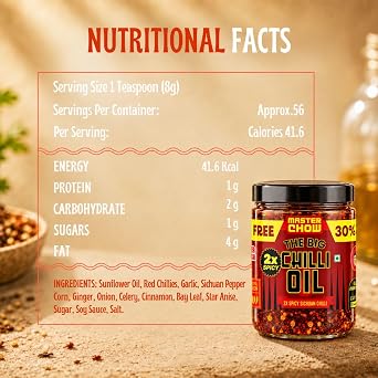 MasterChow 2X Extra Hot Chilli Oil Spicy Sichuan, Crispy Garlic 450g (1 Jar)