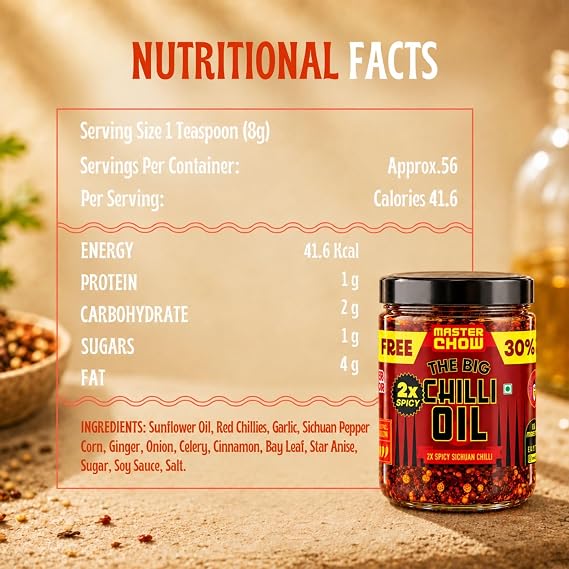 MasterChow 2X Extra Hot Chilli Oil Spicy Sichuan, Crispy Garlic 450g (1 Jar)