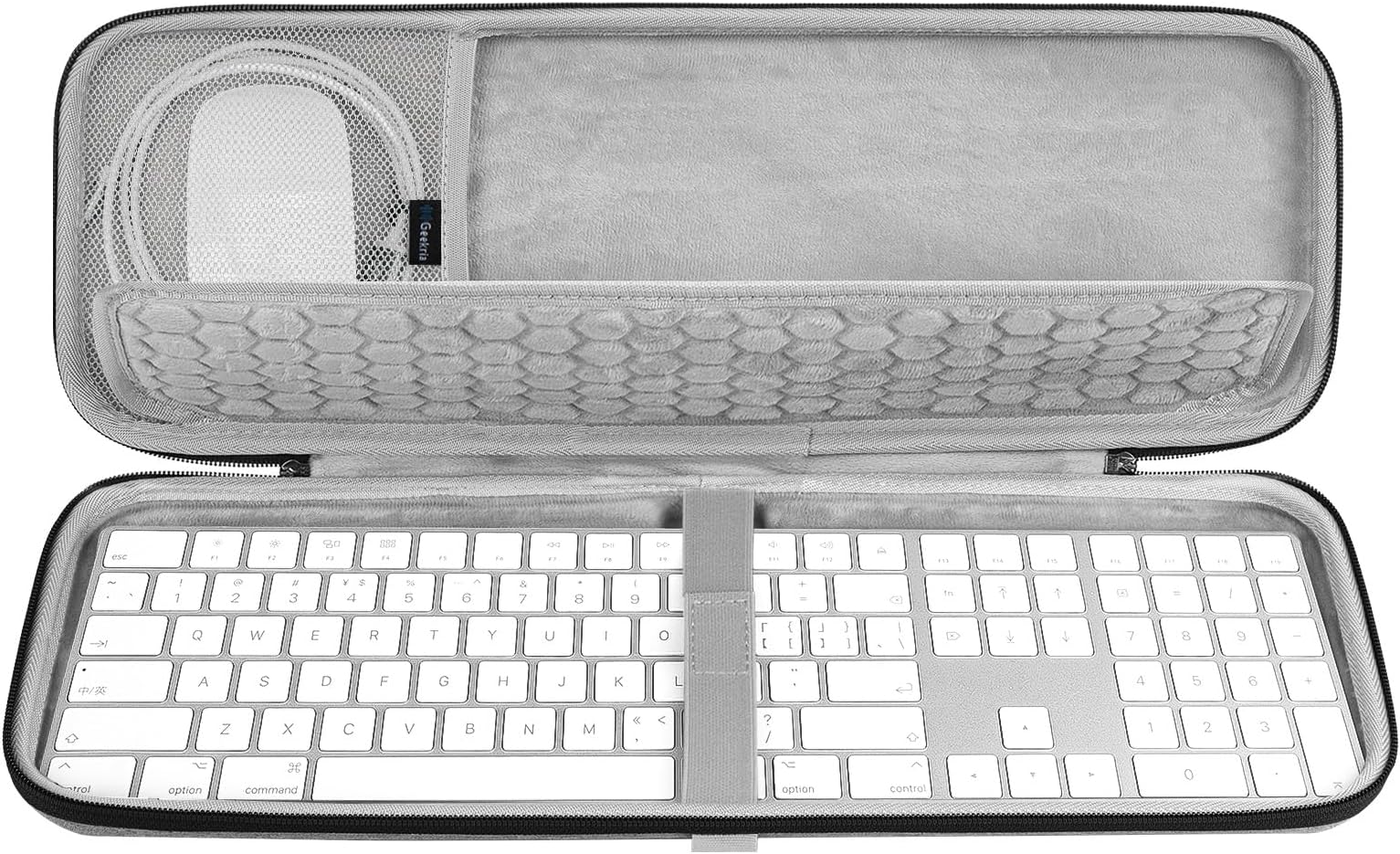 Geekria Keyboard Carrying Case, Hard Shell Protective Travel Bag, Compatible with Apple Magic Keyboard with Numeric Keypad and Apple Magic Mouse Combo Case (Light Grey)