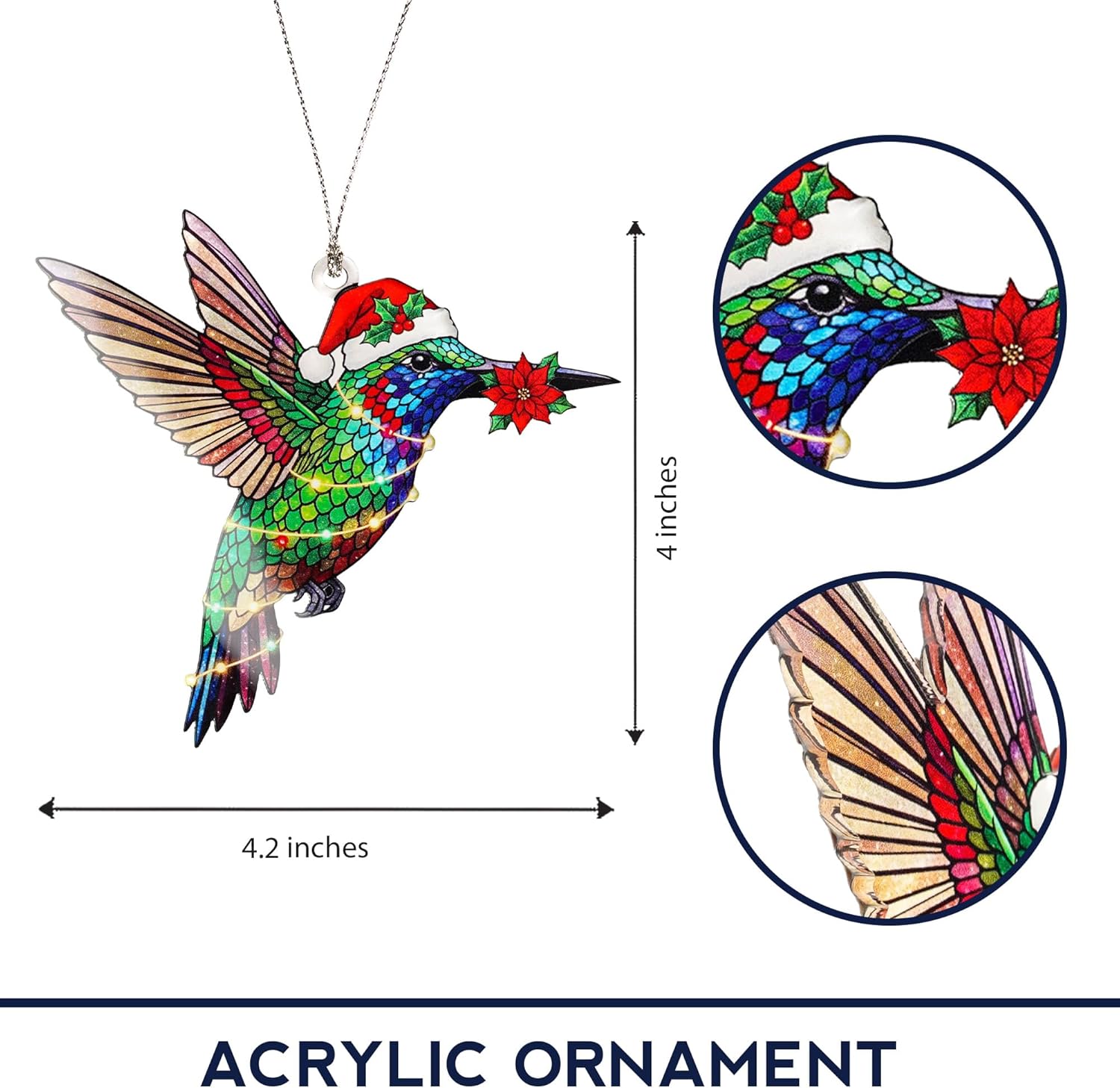 Christmas ornaments - Hummingbird Christmas Ornament - Hummingbird Gifts for Women - Bird Ornaments for Christmas Tree - Hanging Decor for Xmas Tree - Christmas Ornament 2025 - Gift Exchange - Image 2