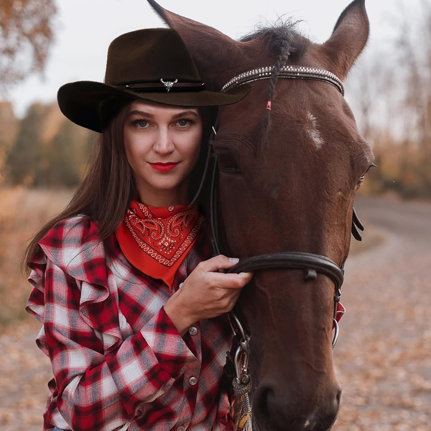 Western Cowgirl Outfit for Women Cowboy Hat Bandana Earrings Belt for Halloween Cosplay Cowgirl Costume Accessories - Image 8