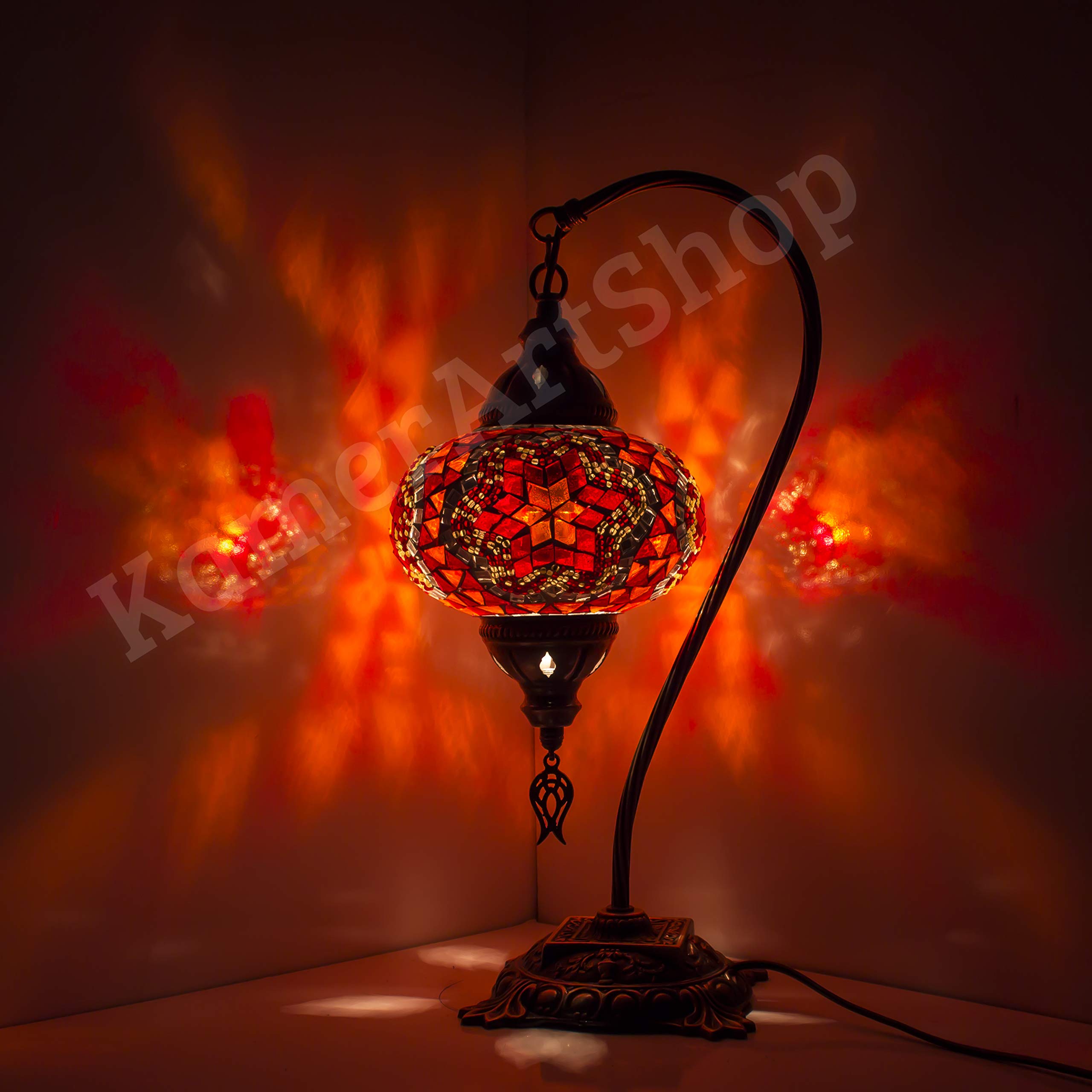 Lámpara marroquí naranja, mesita de noche y mesa y escritorio, impresionante estilo marroquí Tiffany, regalo único grande (N3), color naranja