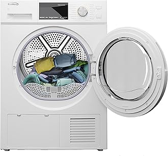 KoolMore FLD-5CWHP Electric Ventless Heat Pump Dryer, 4.4 Cu. Ft, for Small Home or Apartment, Stackable Unit, Wrinkle Prevention with Sensor Technology, 16 Drying Cycles [240V], Medium (24"), White