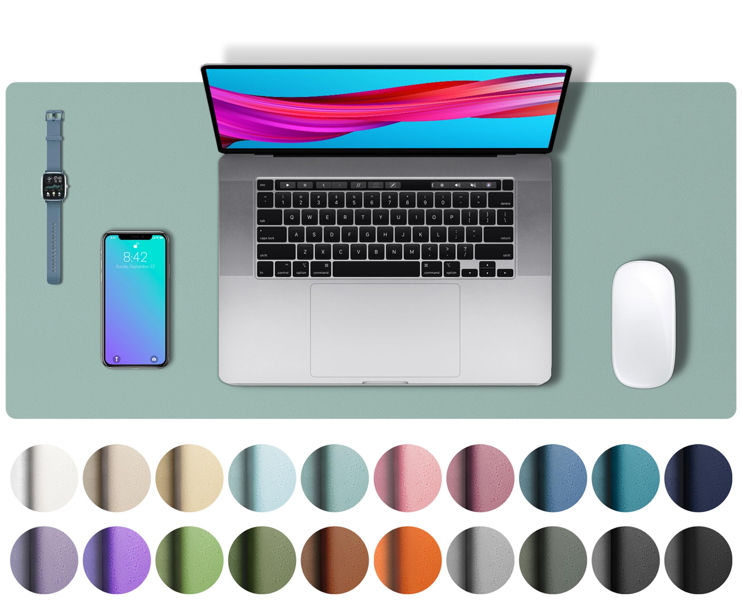 Aothia Leather Pad, Mouse Mat, Office Desk Pad, Non-Slip PU Leather Desk, Laptop Desk Pad, Waterproof Desk Writing Pad for Office and Home (60 cm x 35 cm, Light Blue)