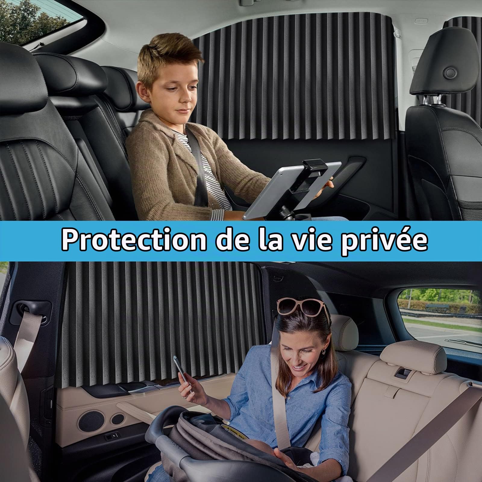 ZATOOTO Pare Soleil Voiture Magnétique, Rideau Vitre Latérale, 4 Pièces | Anti-Regard, Protection Solaire Voiture, Universel, Anti-UV, Isolation Thermique, Montage Rapide, Pliable, Rangement Facile