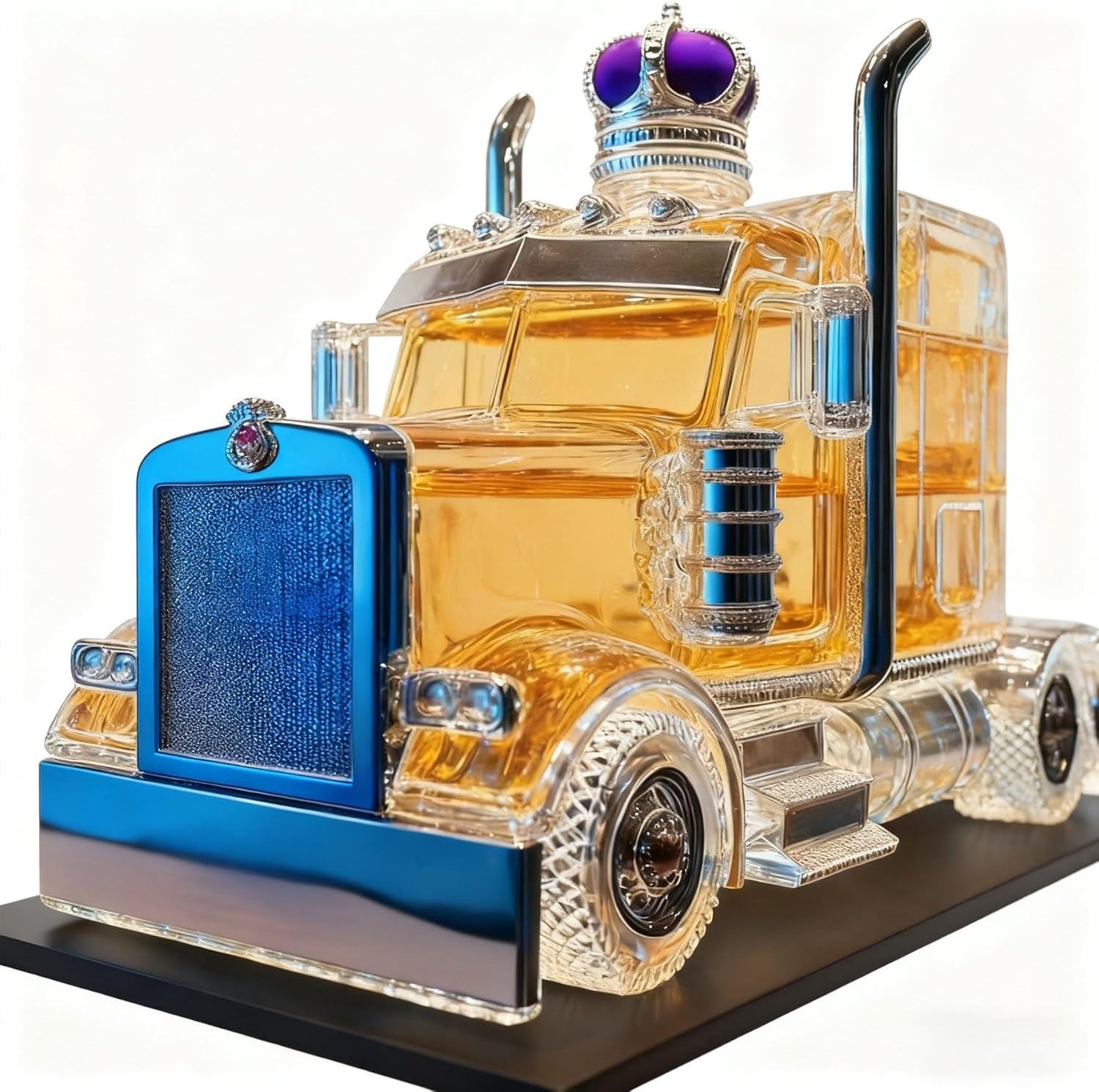 Semi Truck Whiskey Bottle,Car-Shaped Whiskey Decanter Bottle,Glass Liquor Bottles with Cap,Decor Hip Flask, Gifts for Christmas,Valentine's Day,Halloween(Product 2)