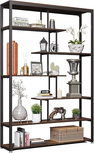 GLAUBIO Estantería geométrica de 72 pulgadas estante industrial de 7 niveles con marco de metal gabinete de esquina de almacenamiento abierto para