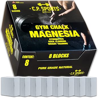 C.P.Sports Magnesia   1 x 70 g Block or 8 x 70 g Cardboard Magnesium/Chalk/Chalk for Gymnastics Weightlifting Weight Training Climbing Gym 100% Pure Grip for Hands