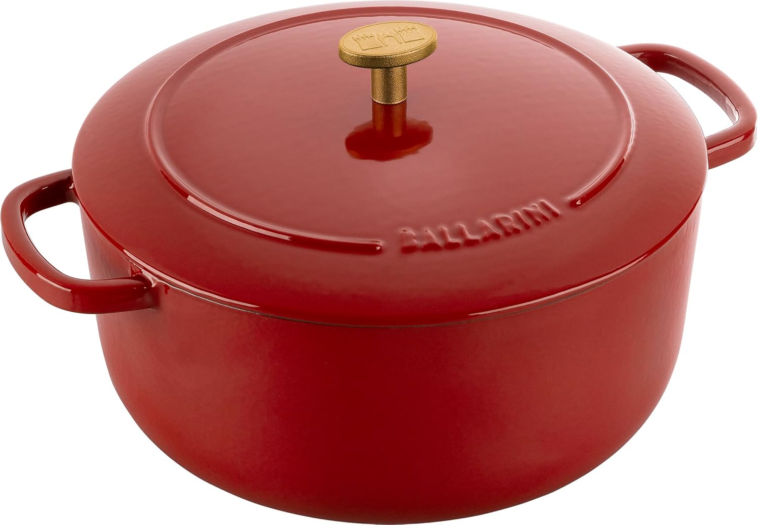 Ballarini Z1023-630 Velamonte Round, 9.4 inches (24 cm), Pomodoro Red, Two-Handled Pot, Cast Iron, Enameled Pot, Induction Compatible
