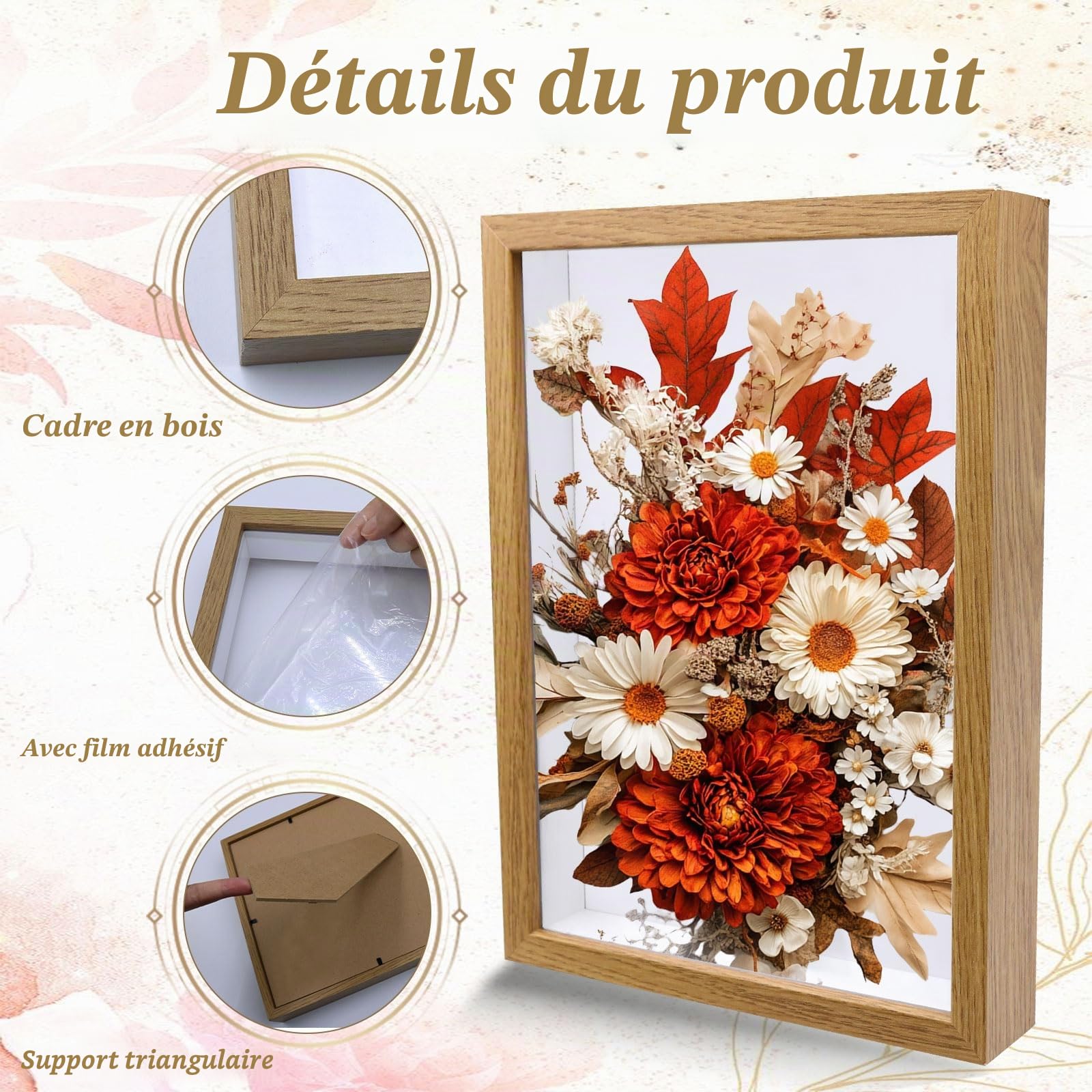 Cadre Profond avec Vitre pour Objet 3d A4 Cadres Photo Profond À Remplir Facile À Réaliser soi Même Cadre Fleurs Séchées Pour les Bouquets de Mariage, les Souvenirs, les Décorations Diy