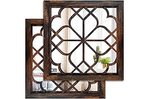 Wocred Square Wall Mirror - Rustic Farmhouse Accent for Living Rooms