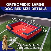 Vista 303 de Comfort Expression - Cama ortopédica para perros extragrandes, 53 x 42 pulgadas, cama impermeable y de apoyo de espuma con cojines removibles