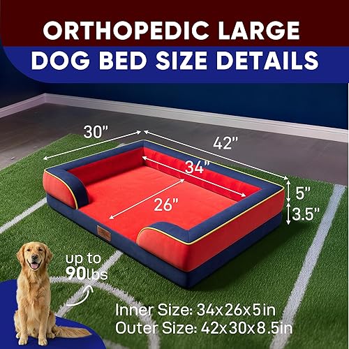 Miniatura 303 de Comfort Expression - Cama ortopédica para perros extragrandes, 53 x 42 pulgadas, cama impermeable y de apoyo de espuma con cojines removibles, con