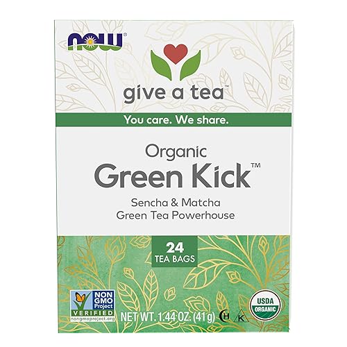 Miniatura 9 de NOW Foods, Té verde orgánico certificado Tranquility, verde descafeinado con mirto de limón, sin OMG, bolsas de té sin blanquear de primera calidad