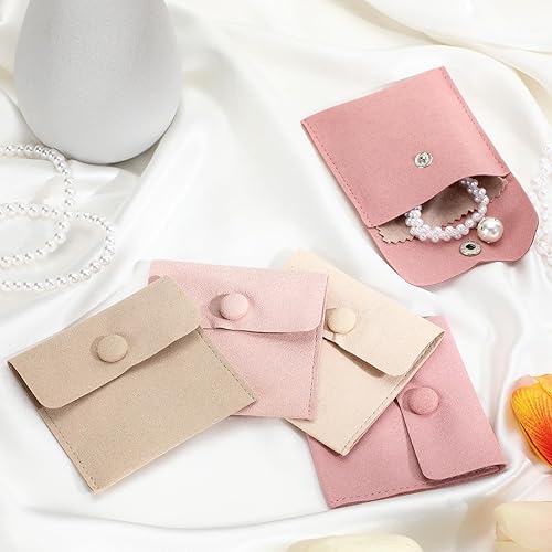 Miniatura 6 de Cunno Paquete de 120 bolsas de microfibra para joyas con paño de limpieza de 3.2 x 3.2 pulgadas, bolsa de embalaje de joyas con bolsas de botón a