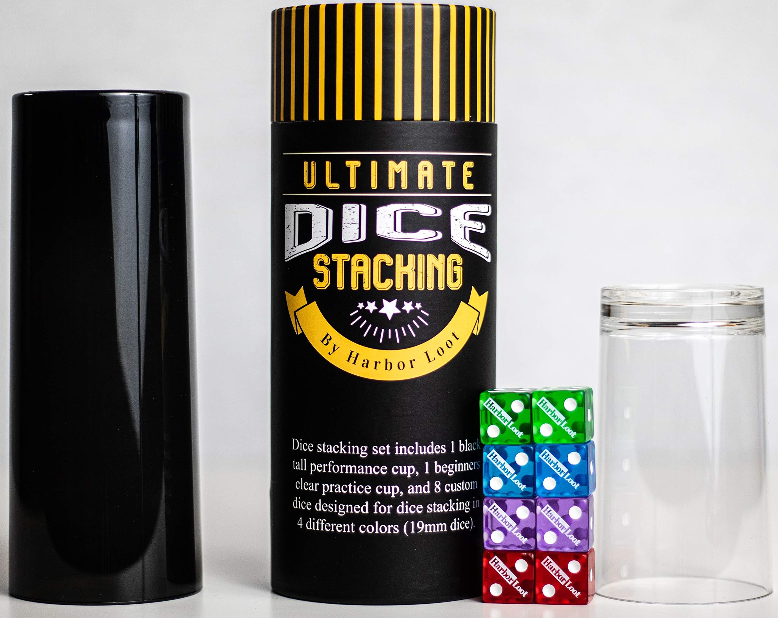 Dice Stacking Set for stacking dice 2 stacking cups 8 dice by Harbor Loot