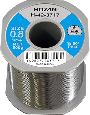 ホーザン(HOZAN) ハンダ スズ60% 鉛40% 重量500ｇ 長さ134ｍ 線径0.8ｍｍΦ H-42-3717
