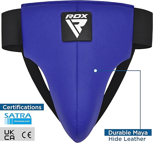 Miniatura 27 de RDX Protector de ingle para boxeo, Muay Thai, Kickboxing y entrenamiento de MMA, equipo de cuero Maya Hide Abdo para artes marciales, protector Rojo