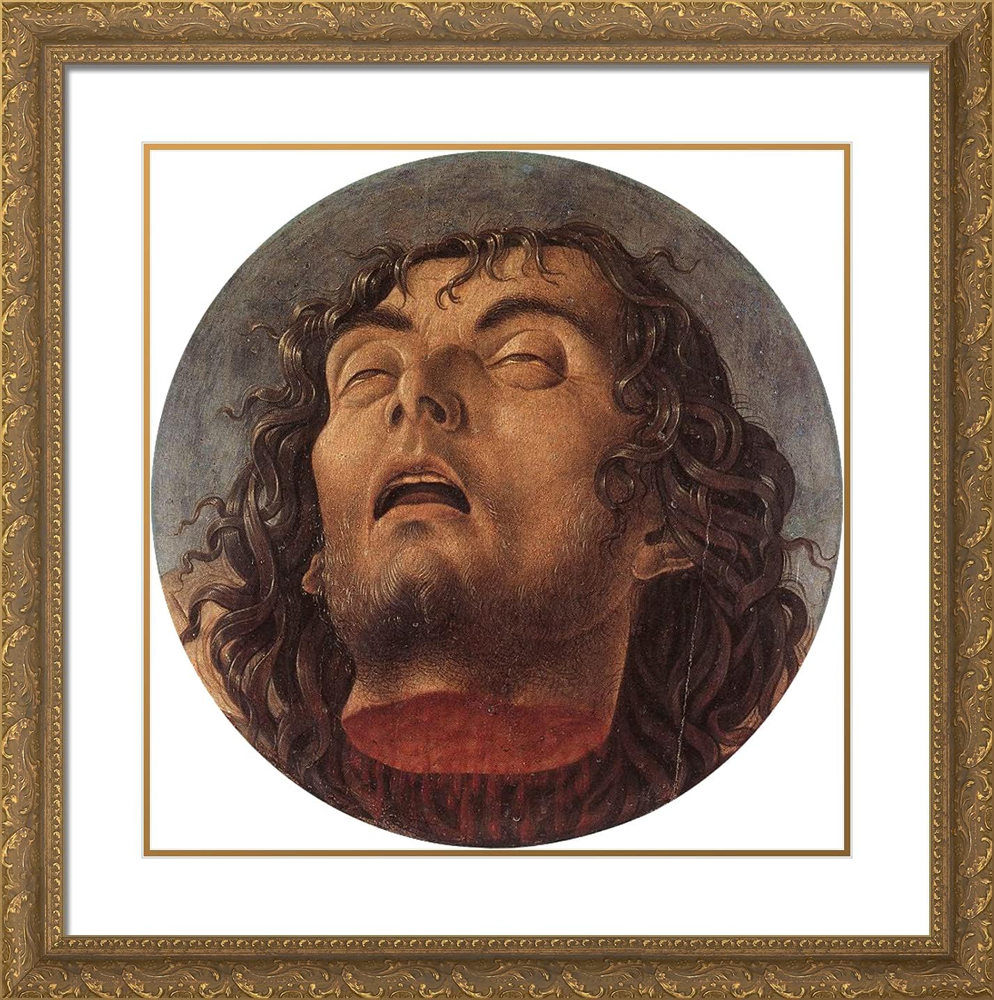 ArtDirect Bellini, Giovanni 20x20 Gold Ornate Framed Art Print with Double Matting Titled: Head of St. John the Baptist