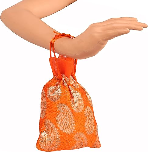 Miniatura 7 de Touchstone Preciosas bolsas de regalo reutilizables, respetuosas con el medio ambiente, brocado de cachemira con cordón grande para cumpleaños,