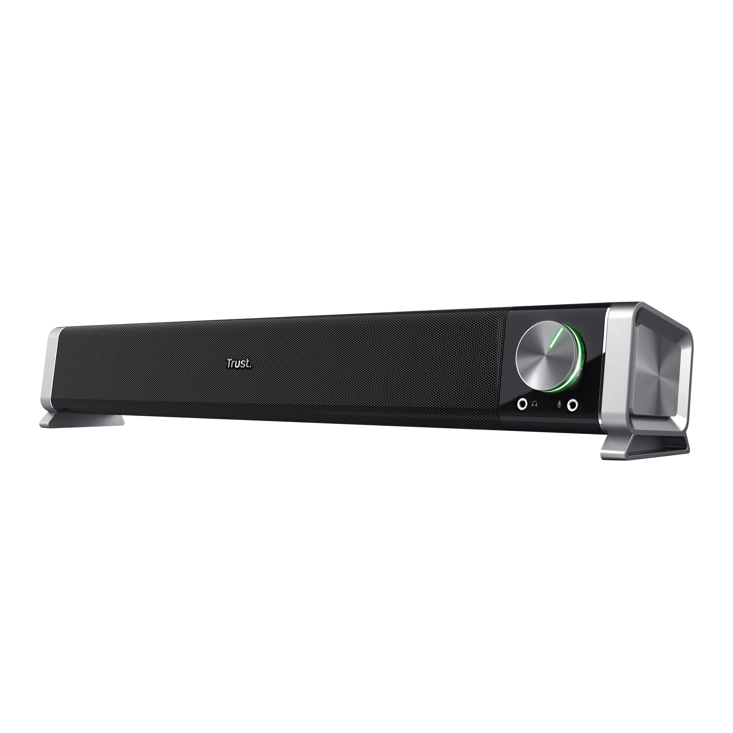 Trust Asto Soundbar 12 W Spitzenleistung (6 W RMS), PC Lautsprecher, USB Betrieb, 3,5 mm AUX Anschluss, Stereo Soundsystem, Computer Boxen für PC, Laptop, Monitor, TV, Musik, Audio - Schwarz