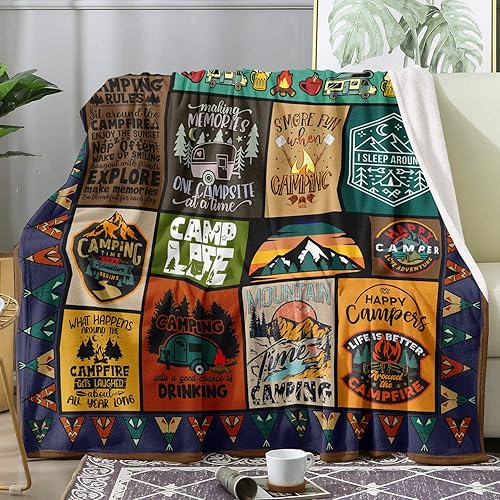 Miniatura 2 de Manta de camping para amantes del campamento, ideas de regalo para hombres o mujeres, mantas de franela de forro polar súper suaves, regalos para