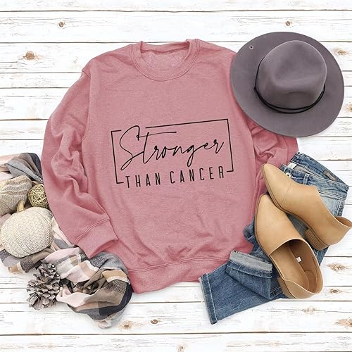 Miniatura 2 de Sudaderas para mujer con concienciación sobre el cáncer de mama más fuerte que el cáncer, camisetas motivacionales, regalo inspirador
