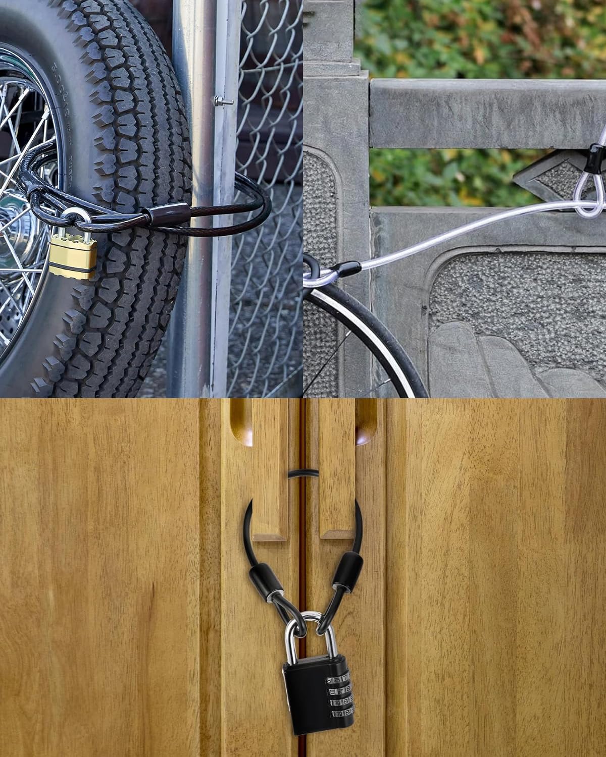 Bosvision - Antivol Câble, Cadenas à Combinaison, 200cm Câble de Sécurité en acier avec boucle à Bosvision - Antivol Câble, Cadenas à Combinaison, 200cm Câble de Sécurité en acier avec boucle à