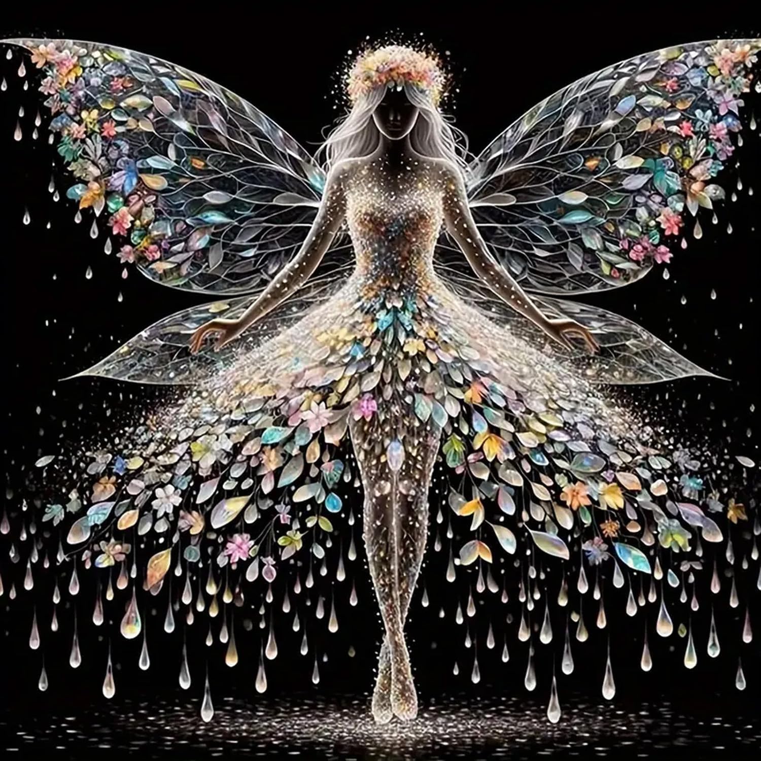 cdsnxore 5D Diamond Painting Kits for Adults,Colourful Angel Wings Fairy Diamond Art Kits, Diamond Arts Kits for Home Wall Decor 14 x 14 Inch (356)