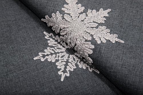 Miniatura 5 de XD17141 Glisten - Manteles individuales de Navidad bordados con copos de nieve, 14 x 20 pulgadas, gris, 4 piezas